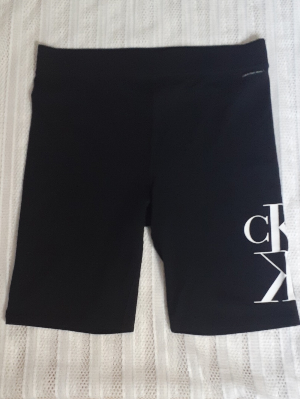 Calvin Klein Women Black Logo Bike Shorts with White CK Print - Sz L